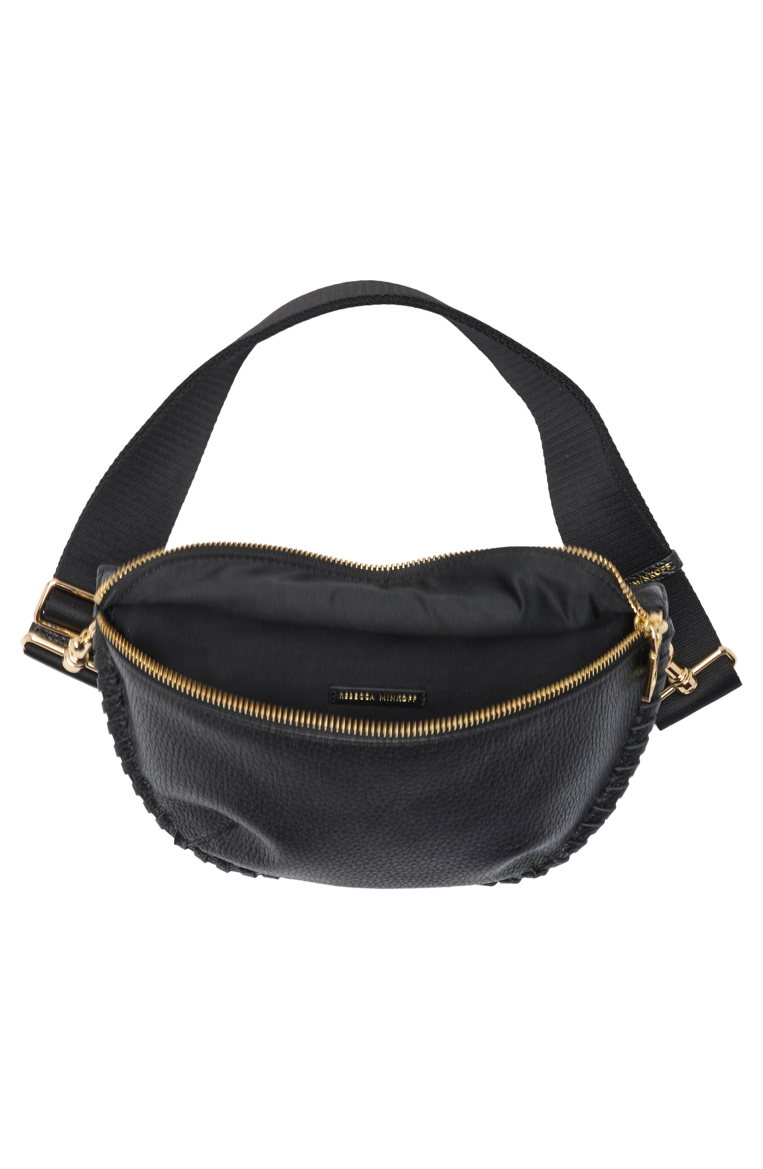 Rebecca Minkoff Darren Whipstitch Leather Belt Bag, Alternate, color, Black