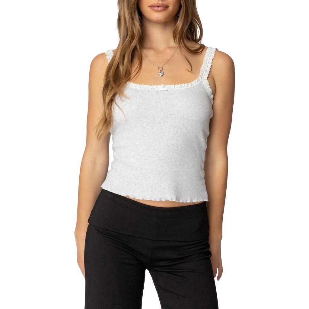Edikted Teagan Ribbed Tank Top In Gray-melange