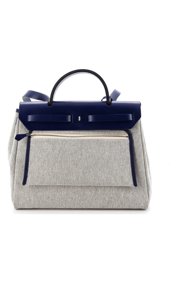 Pre-Owned Hermes Herbag Zip Relief Brides de Gala Toile and Leather 31, Alternate, color, Bleu France