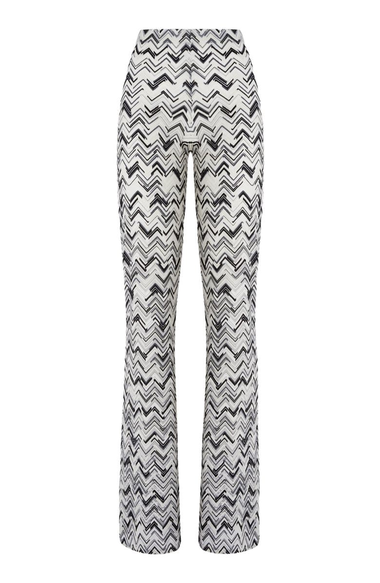 Missoni Flare Trousers In Slub Zigzag Viscose Blend, Alternate, color, Black