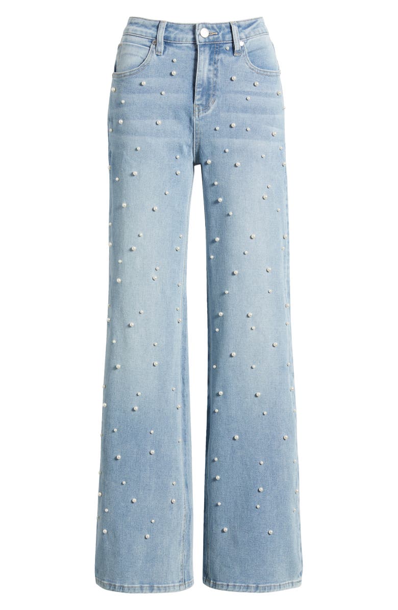 PTCL High Waist Faux Pearl Flare Leg Jeans, Alternate, color, 