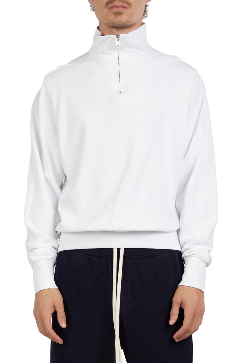 Les Tien Pique Banded Half Zip Yacht Pullover, Main, color, White