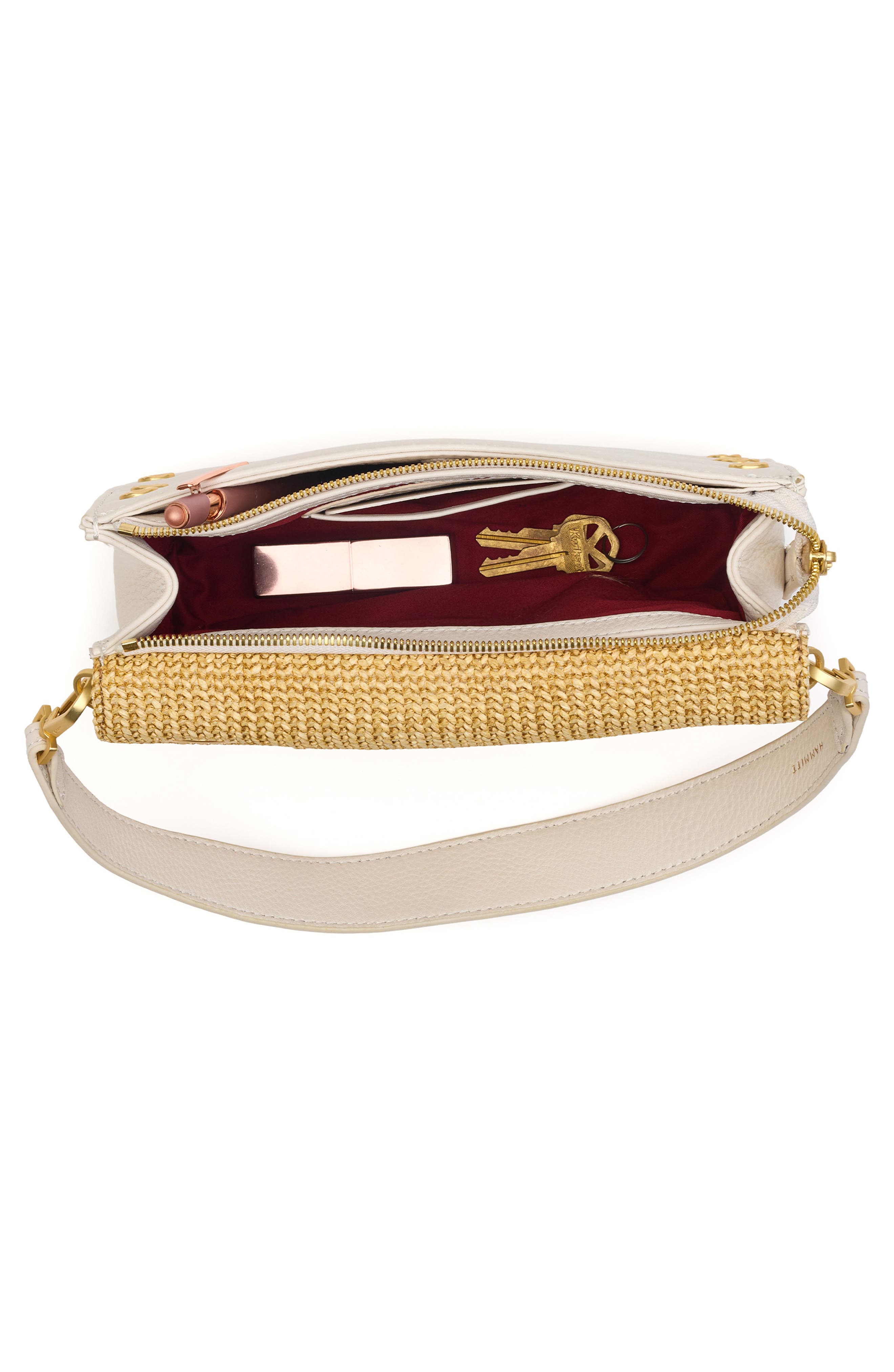 HAMMITT Small Montana Clutch, Alternate, color, Calla Lily White Raffia/ Gold