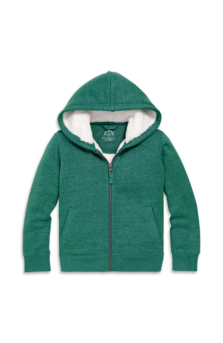 Primary Teddy Fleece-Lined Zip Hoodie, Alternate, color, Heather Spruce