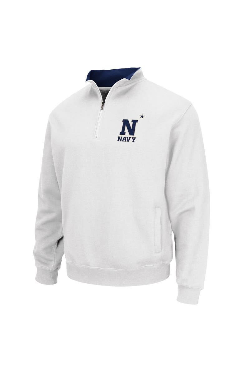 COLOSSEUM Men's Colosseum White Navy Midshipmen Tortugas Team Logo Quarter-Zip Jacket, Alternate, color, White