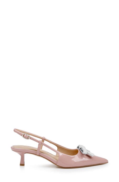 Jewel Badgley Mischka Krystia Slingback Pointed Toe Kitten Heel Pump In Blush Patent
