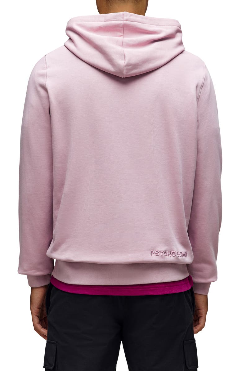 Psycho Bunny Grant Embroidery Texture Hoodie, Alternate, color, Mauve Shadows