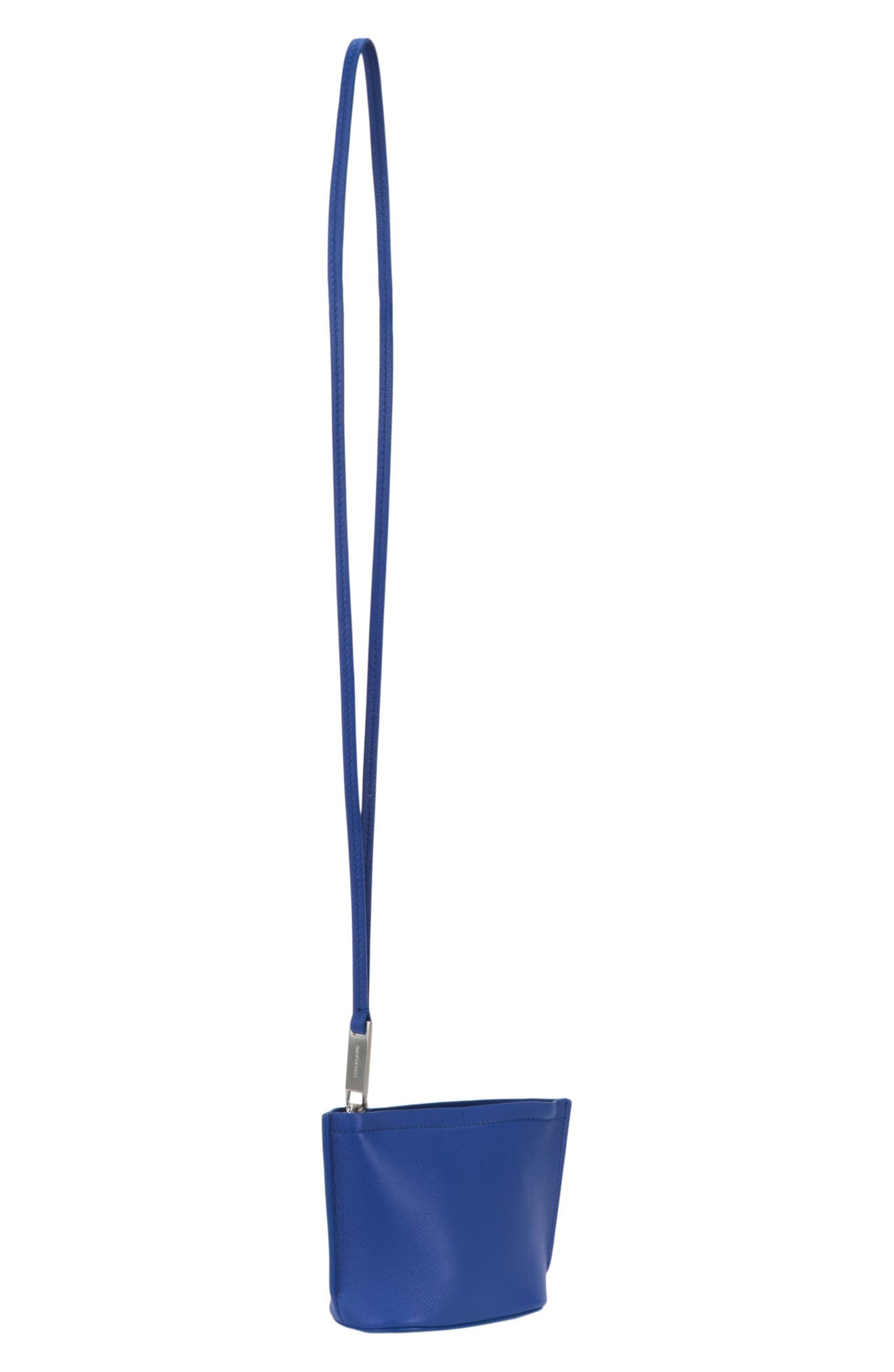 FERRAGAMO Zip Leather Pouch, Alternate, color, Blue