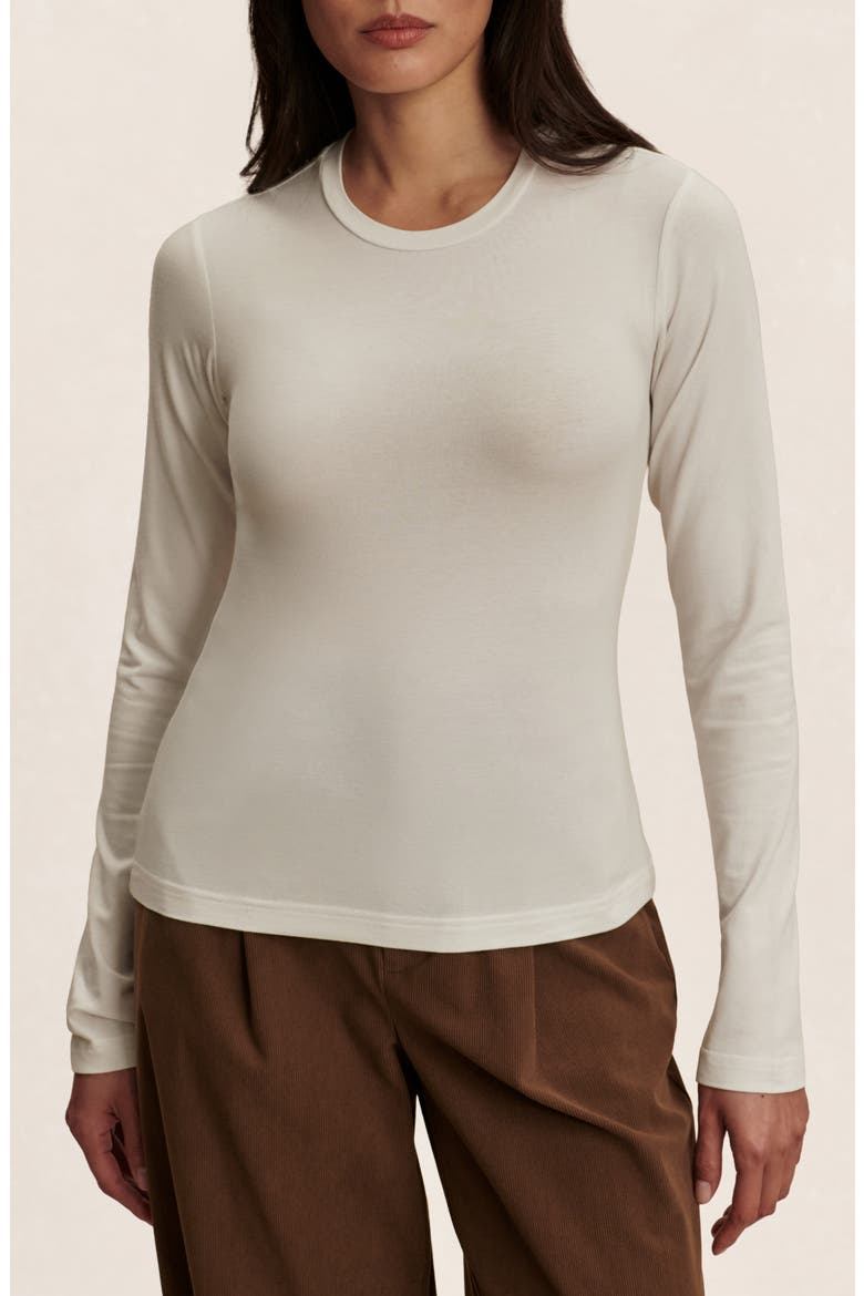 Edna Fitted Long Sleeve T-Shirt, Main, color, WHITE