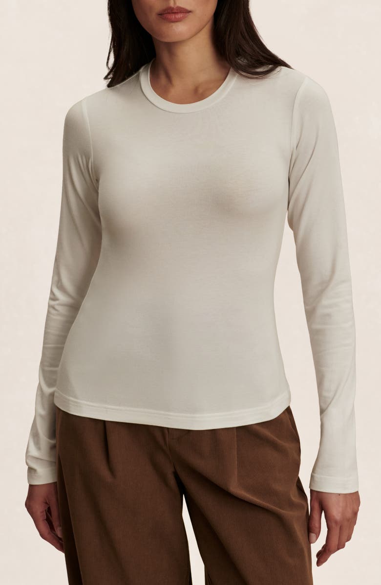 Varley Edna Fitted Long Sleeve T-Shirt, Main, color, White