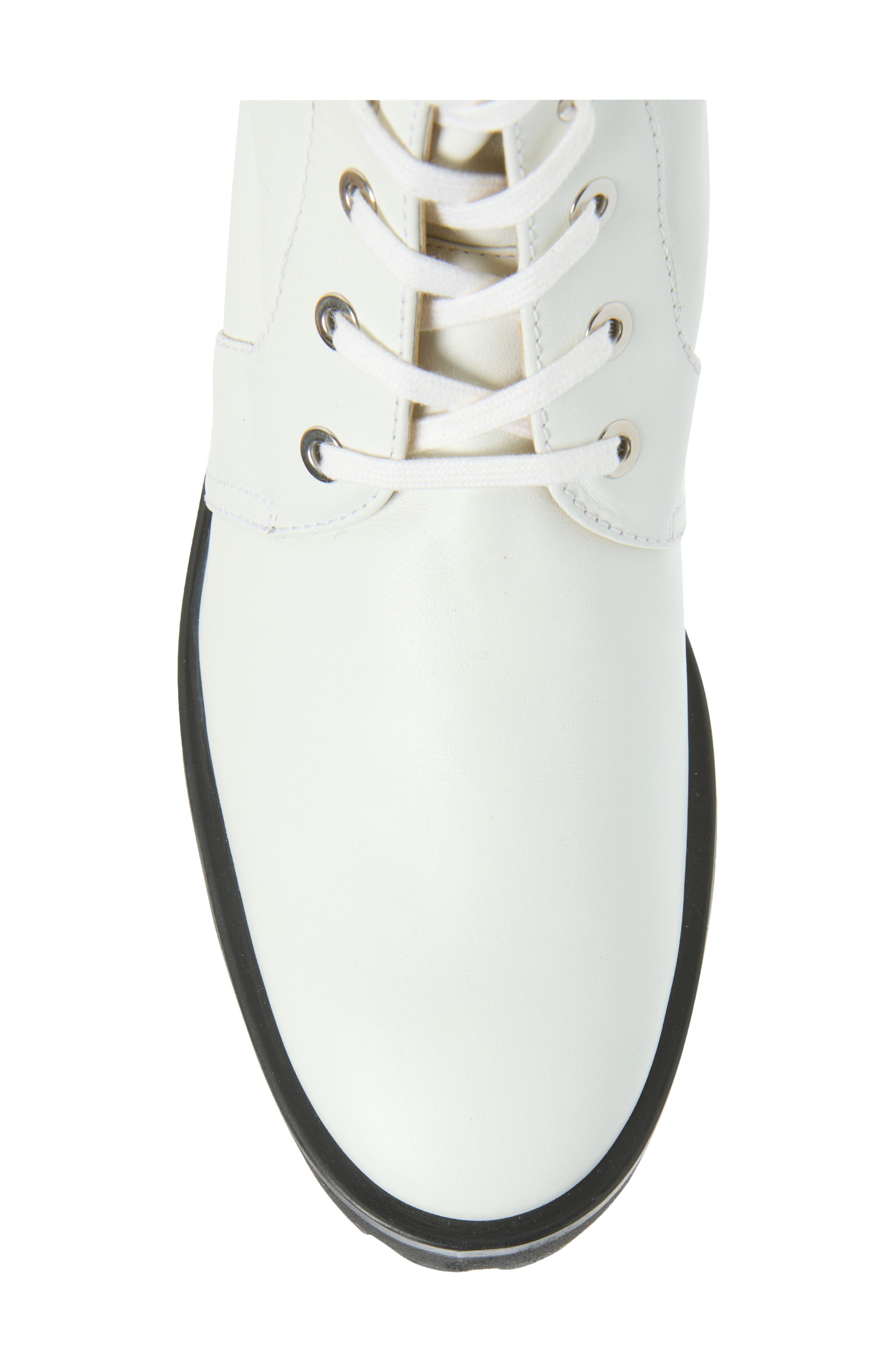 Pearly Lace-Up Leather Bootie, Alternate, color, WHITE.