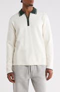 DENIM AND FLOWER Tipped Quarter Zip Sweater