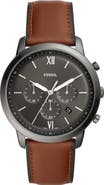 Fossil Neutra Chronograph Leather Strap Watch, 44mm