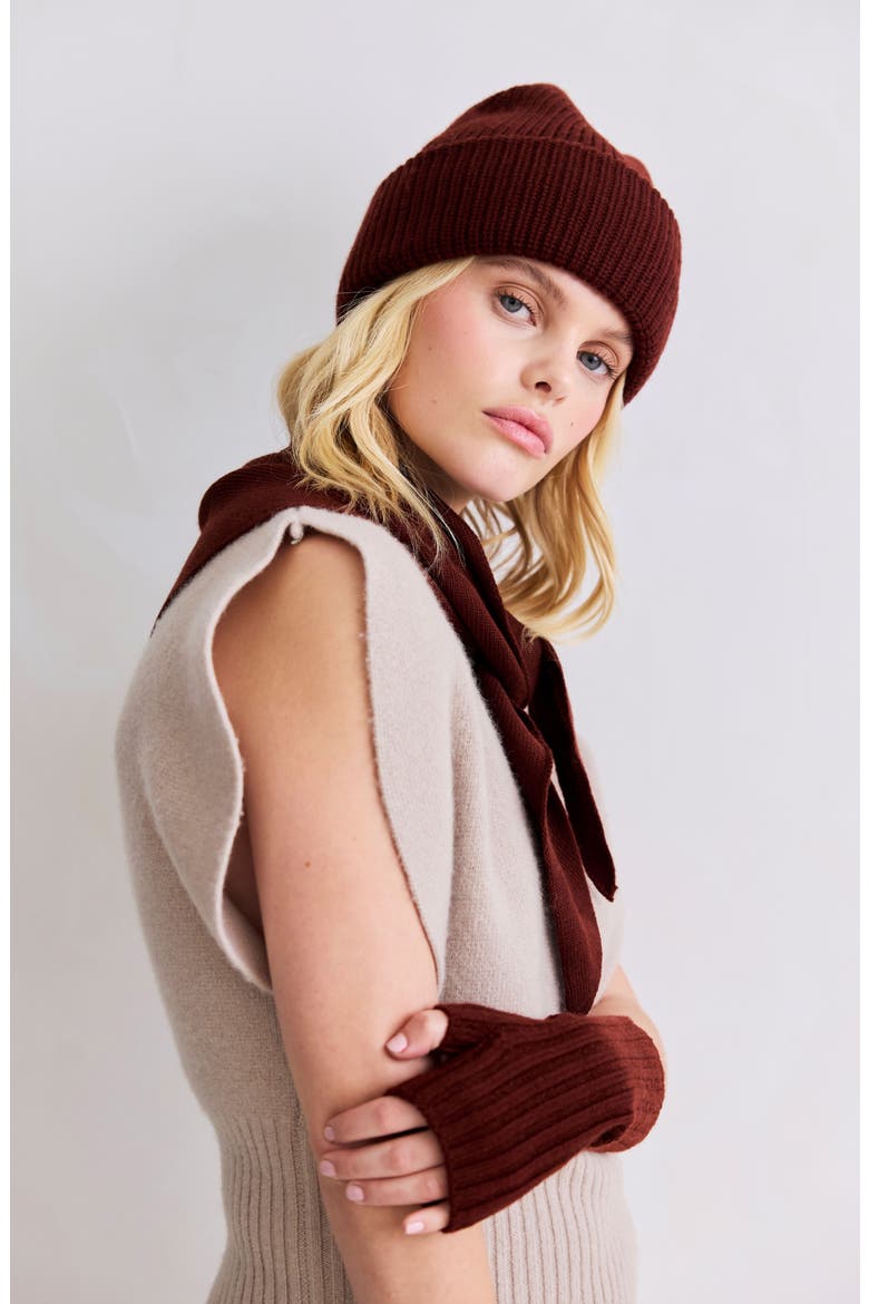 The Merino Wool Triangle Scarf, Alternate, color, DARK WALNUT BROWN