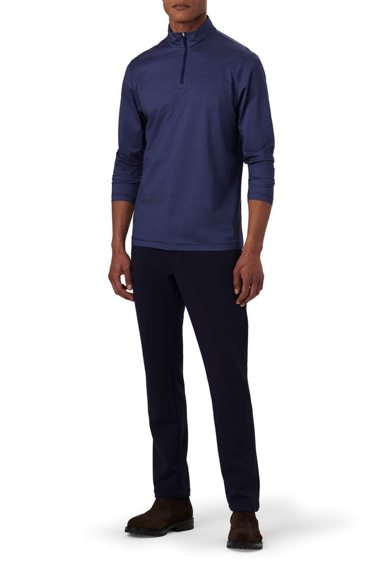 Anthony OoohCotton® Pin Check Print Quarter Zip Pullover, Alternate, color, NAVY