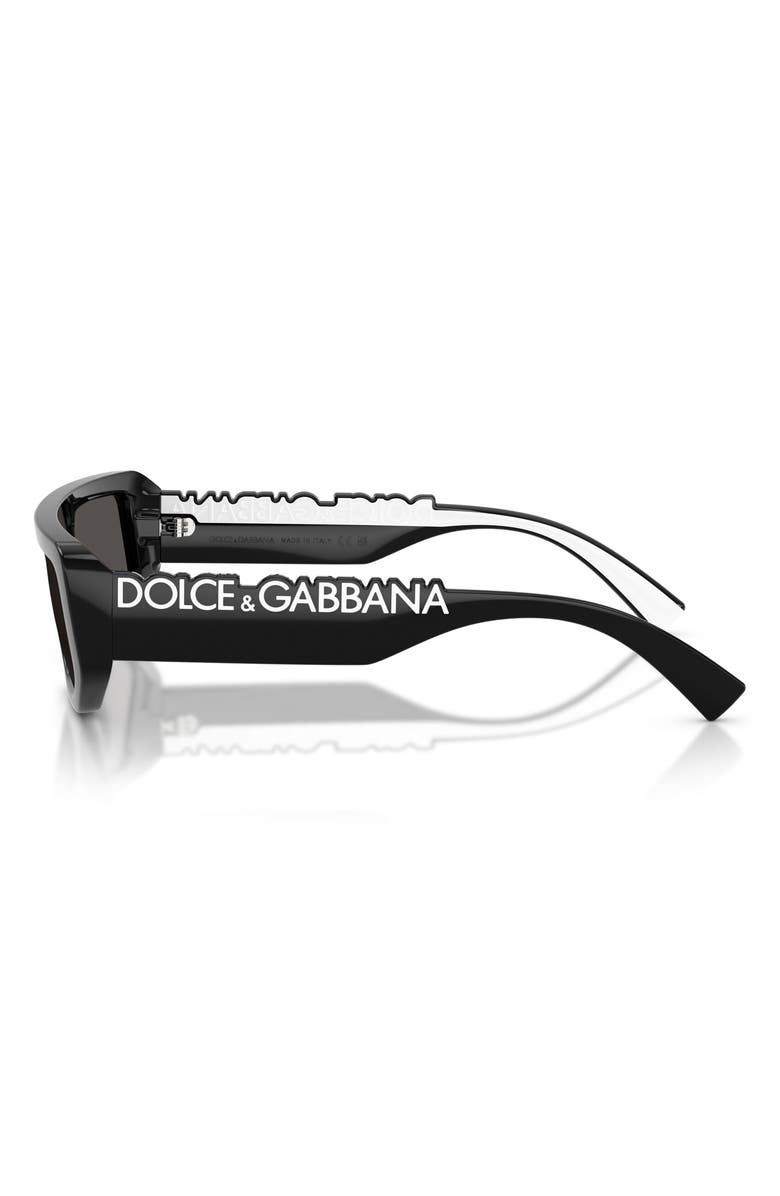Dolce&Gabbana 56mm Rectangular Sunglasses, Alternate, color, Black / Dark Grey