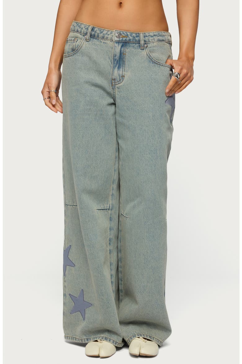 Trish Stars Low Rise Wide Leg Jeans, Main, color, BLUE-WASHED