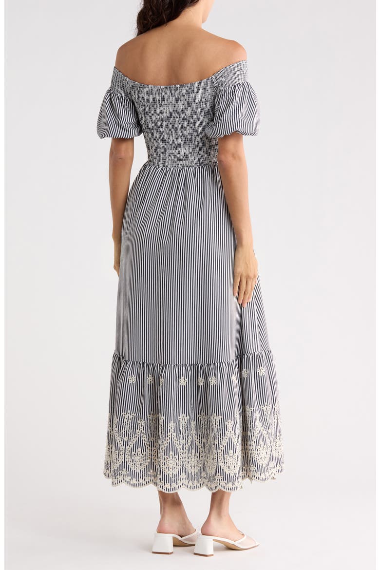 Striped Midi Dress, Alternate, color, NAVY WHITE