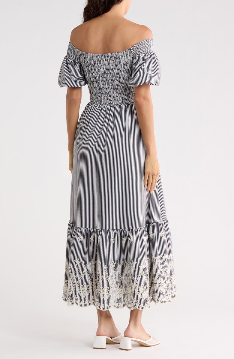 FLYING TOMATO Striped Midi Dress, Alternate, color, Navy White