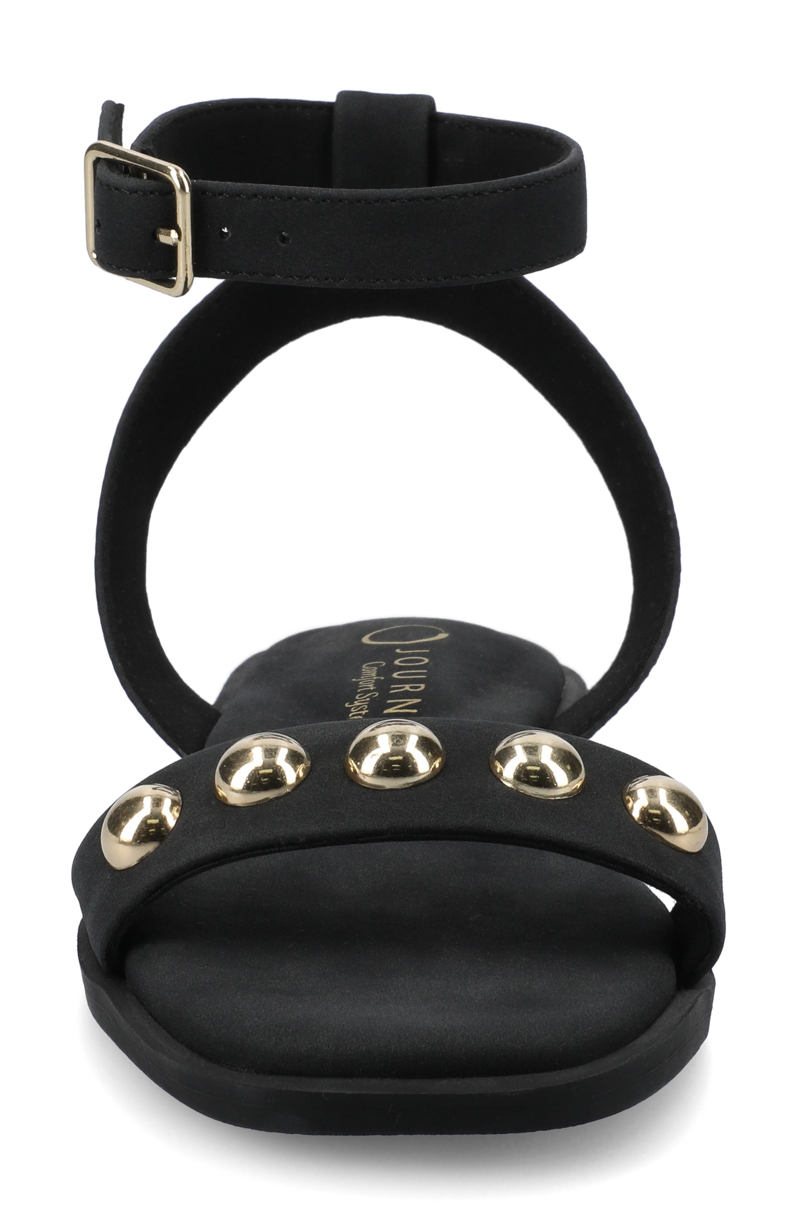 Journee Collection Primrose Studded Sandal, Alternate, color, Black Nubuck