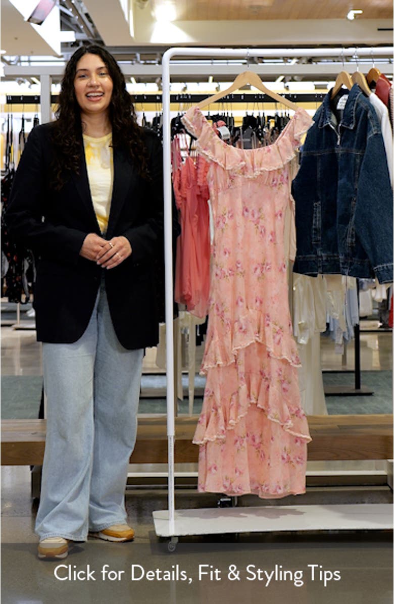 Laisha Floral Ruffle Trim Midi Dress, sales video thumbnail