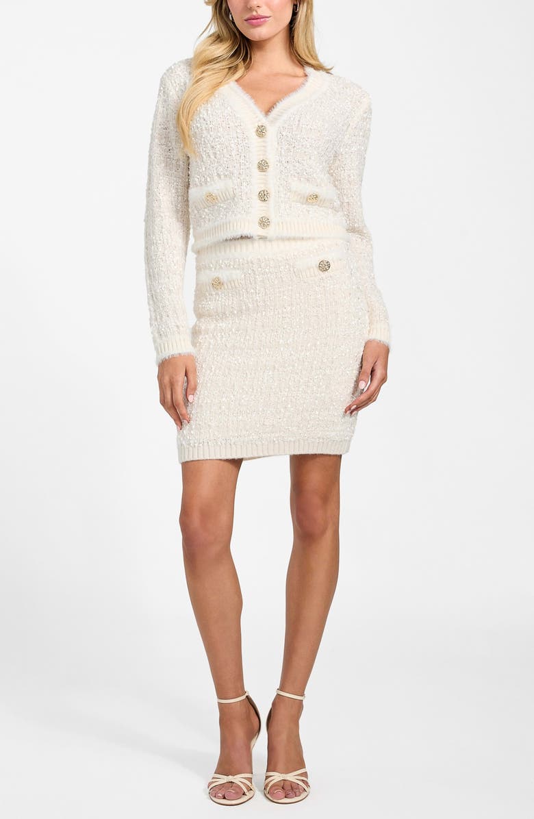 GUESS Aomori Tape Yarn Pencil Sweater Skirt, Alternate, color, Natural