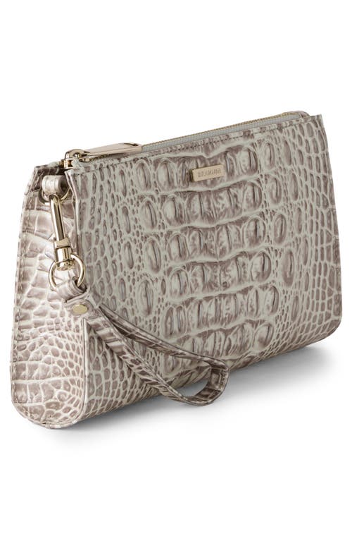 Brahmin Daisy Croc Embossed Leather Wristlet In Metallic
