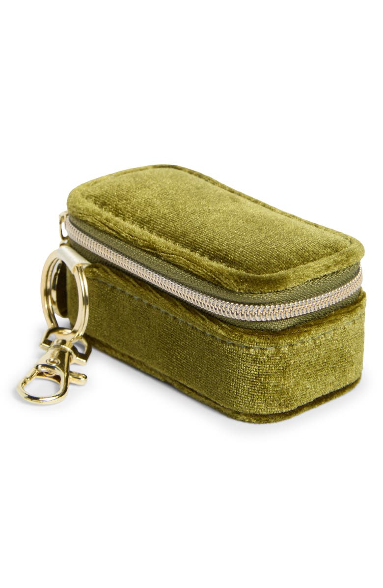 Nordstrom Mini Travel Jewelry Case Key Chain, Main, color, Dusty Green Velvet