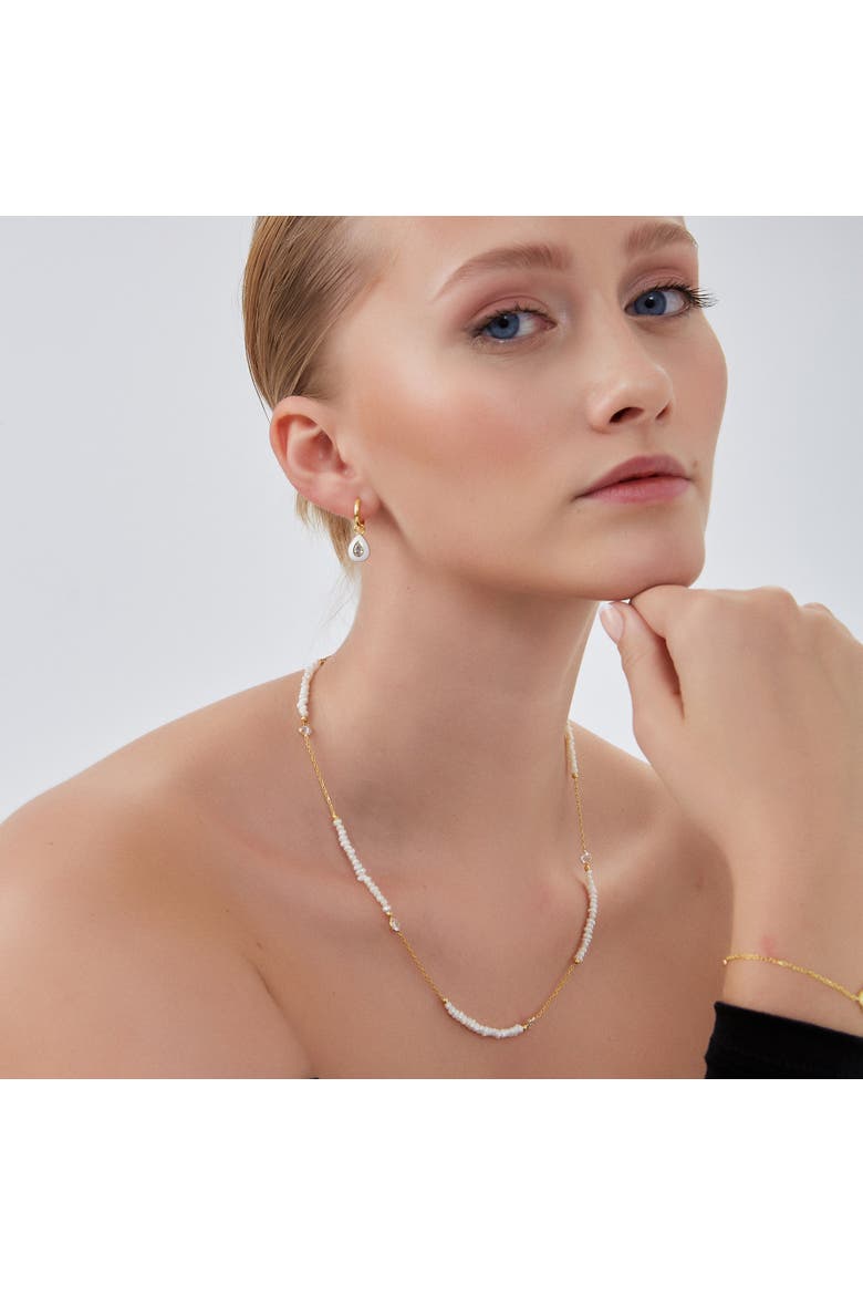 Baroque Irregular Pearl Jewelled Sterling Silver Chain Necklace In Gold, Alternate, color, Gold