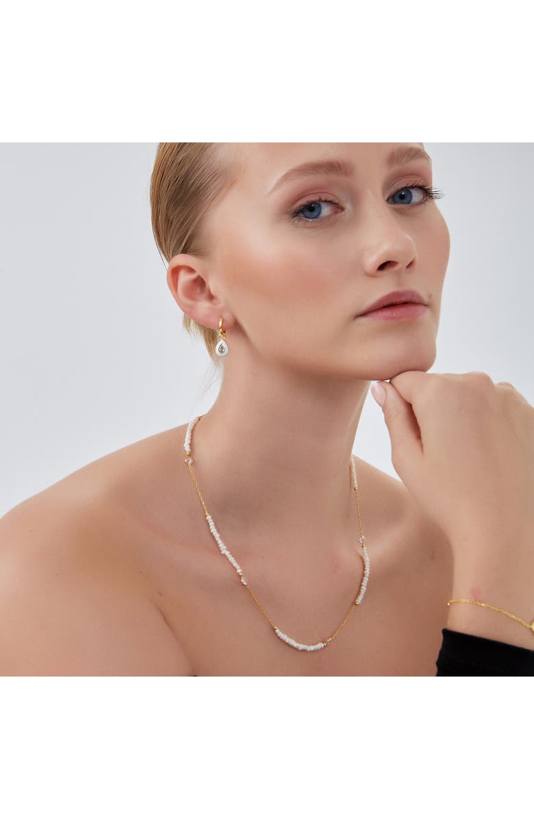 Spero London Baroque Irregular Pearl Jewelled Sterling Silver Chain Necklace In Gold, Alternate, color, Gold