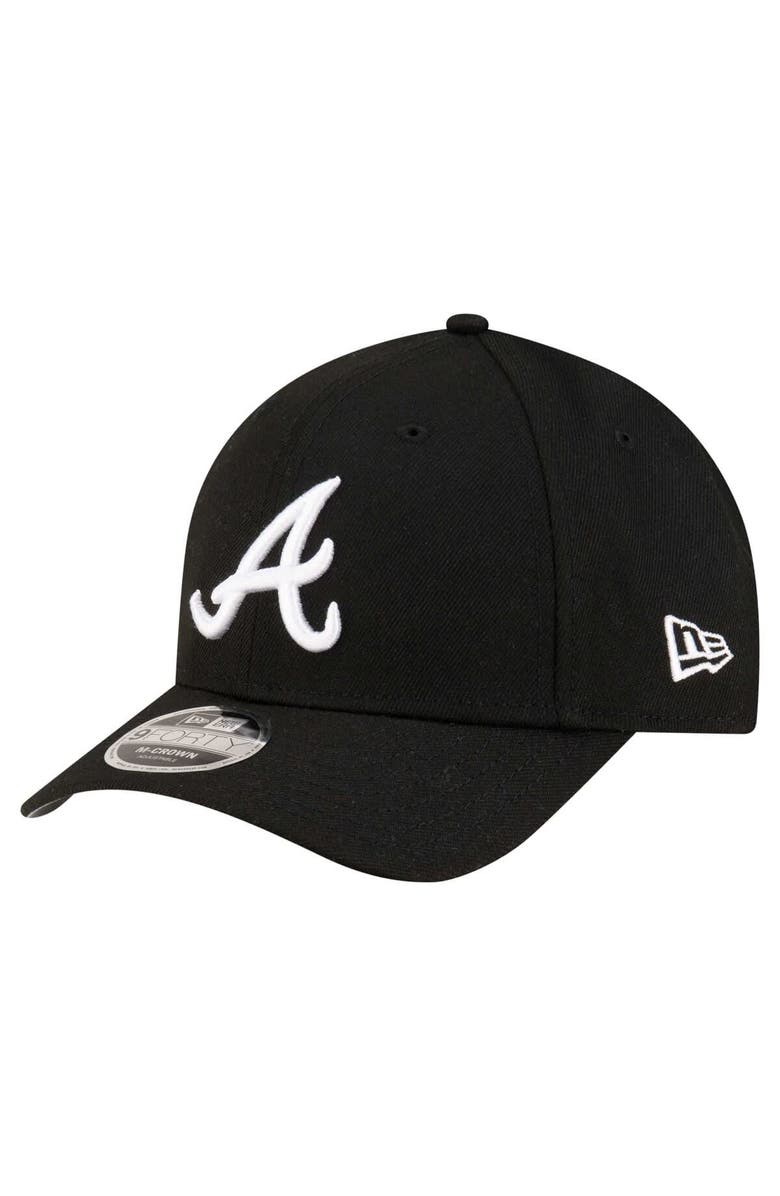 New Era Men's New Era  Black Atlanta Braves Player Replica 9FORTY Adjustable Hat, Main, color, 