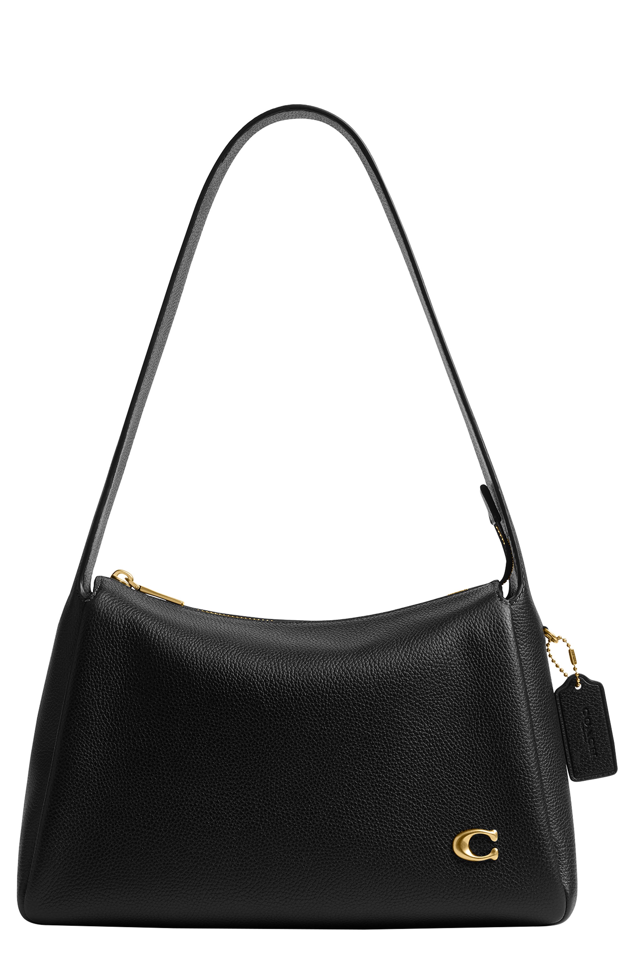 COACH Lola Polished Pebble Leather Shoulder Bag, Main, color, B4/Black