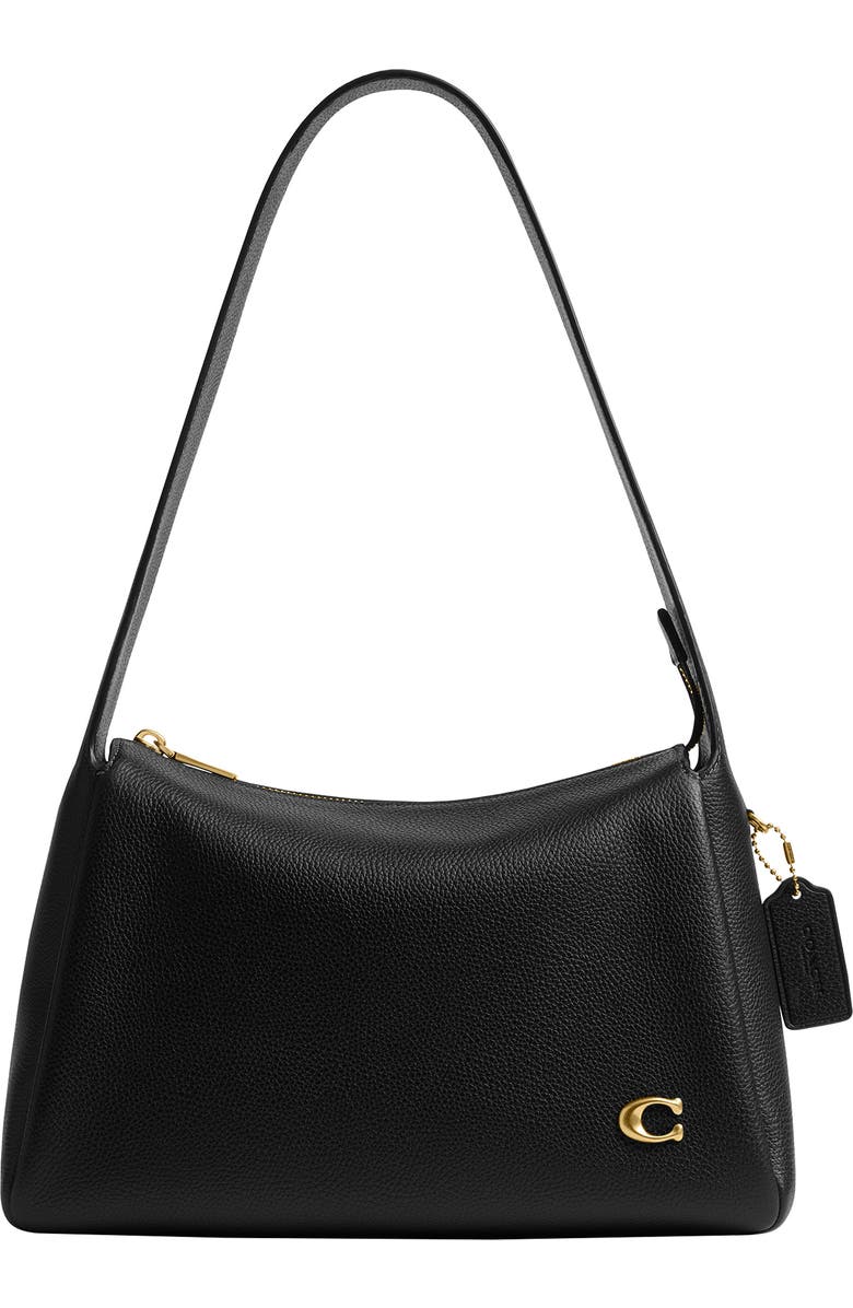 COACH Lola Polished Pebble Leather Shoulder Bag, Main, color, Black
