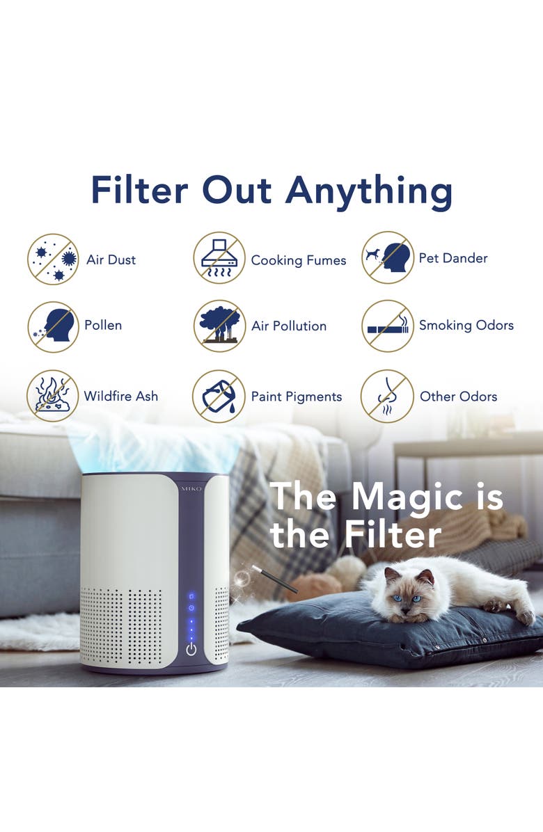 MIKO Ibuki True HEPA Air Purifier with Auto Mode and Diffuser, Alternate, color, White