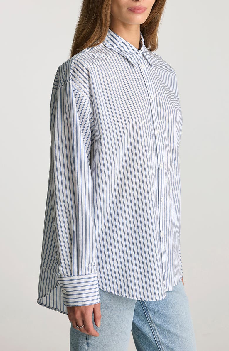 Mavi Jeans Stripe Relaxed Fit Cotton Blend Button-Up Shirt, Alternate, color, 