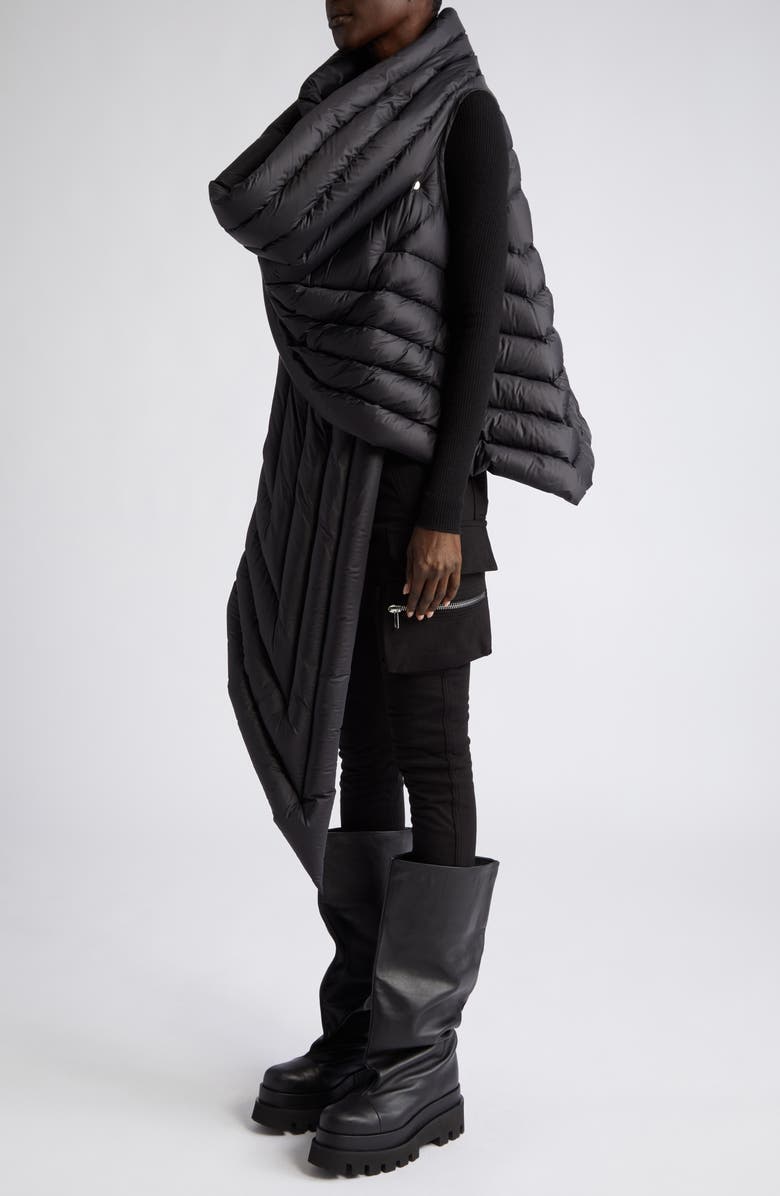 Rick Owens Gleam Scarf Down Puffer Vest, Alternate, color, 