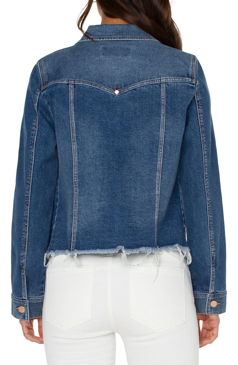 Liverpool Los Angeles Frayed Denim Trucker Jacket, Alternate, color, 