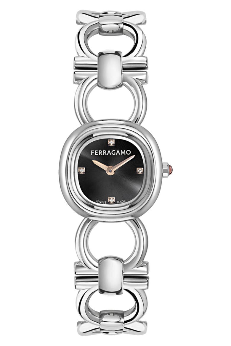 Double Gancini Petite Bracelet Watch, Main, color, STAINLESS STEEL