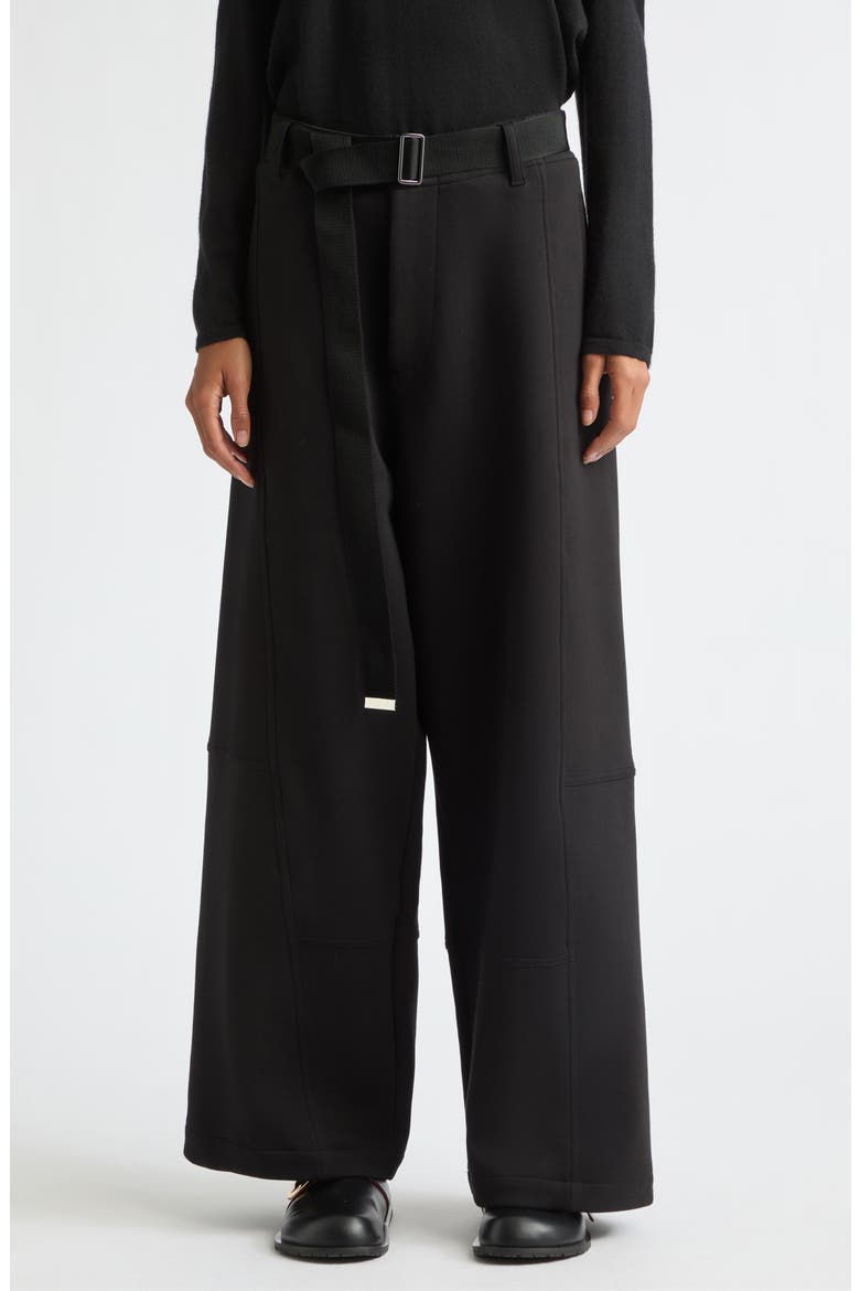 Cotton Blend Scuba Knit Wide Leg Pants, Main, color, BLACK