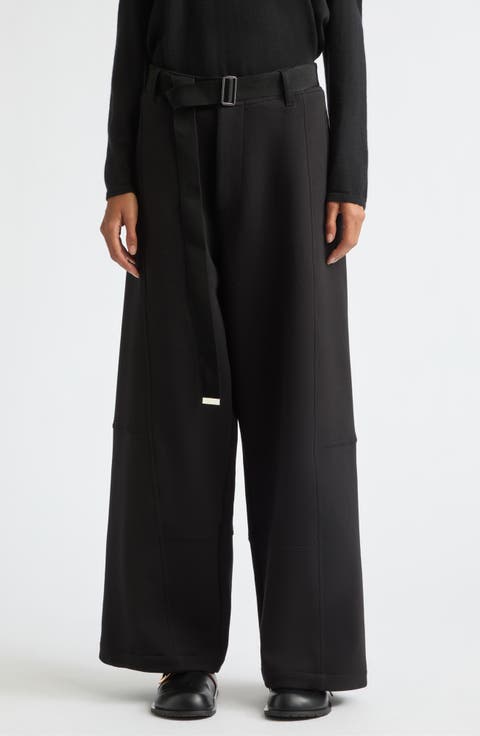 Cotton Blend Scuba Knit Wide Leg Pants