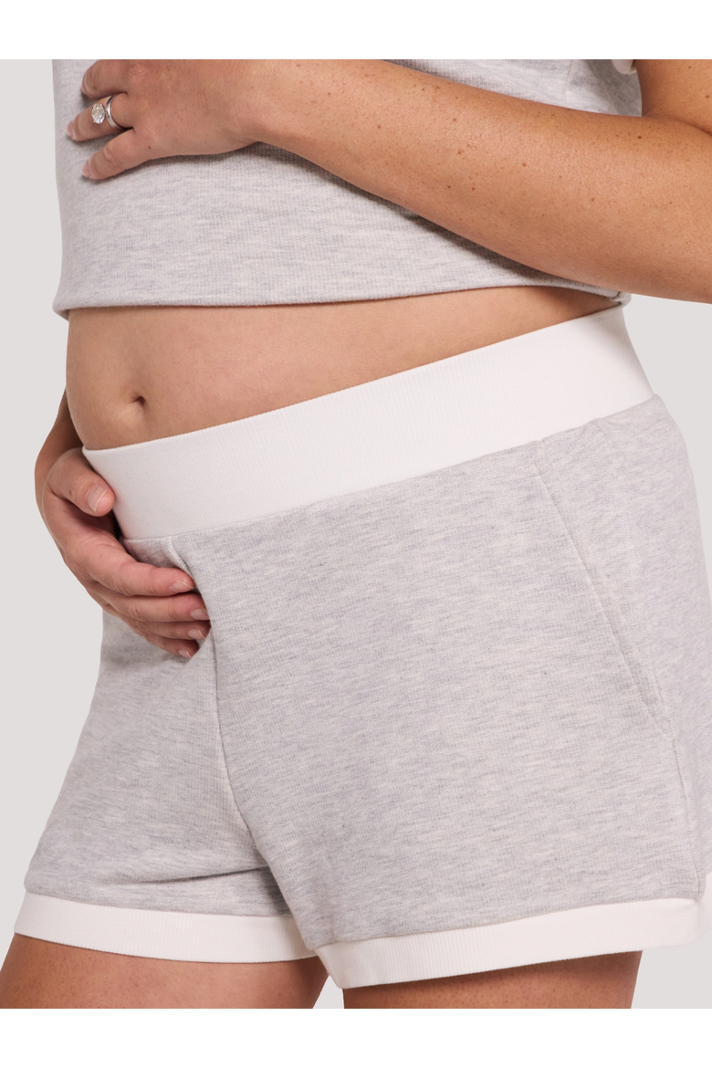 Relaxed Pull-On Maternity Short, Alternate, color, Heather Grey