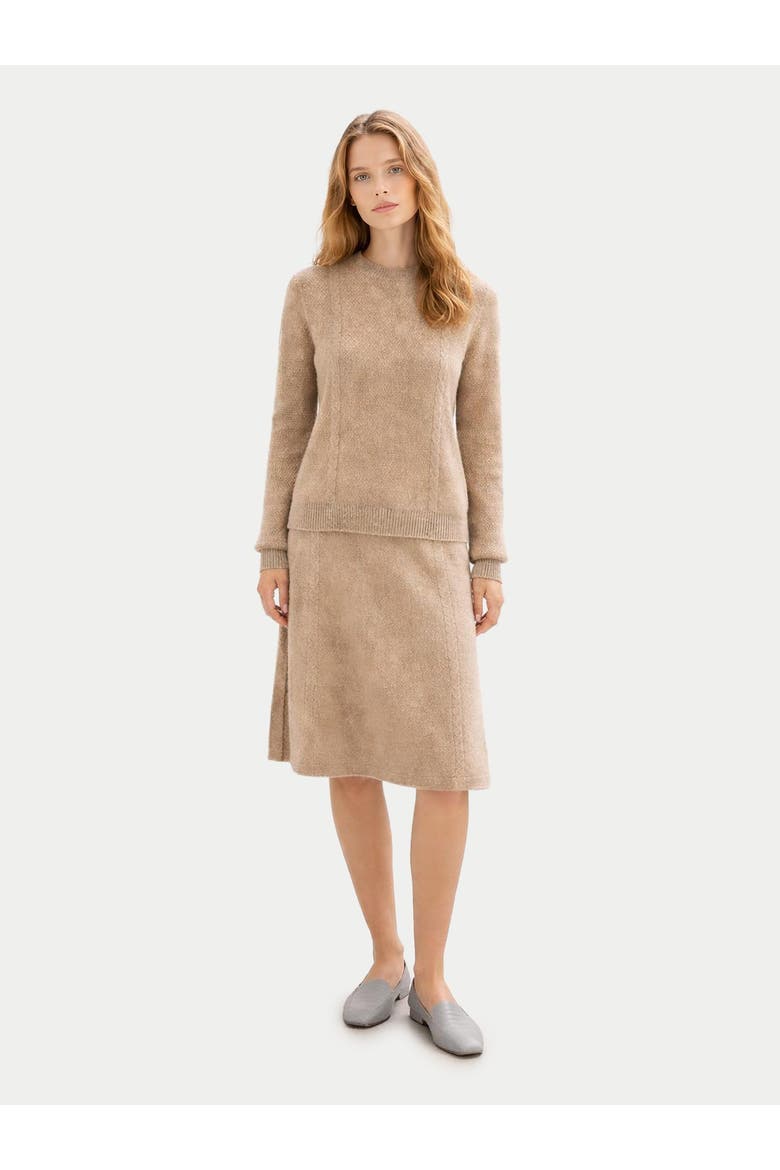 Cropped Crewneck Cashmere Sweater, Alternate, color, warm grey