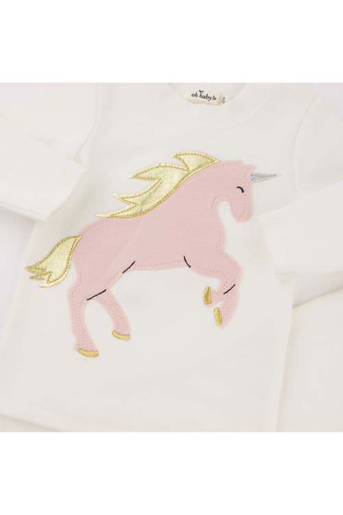 OH BABY OH BABY! PRANCING UNICORN APPLIQUE LONG SLEEVE TWO PIECE SET
