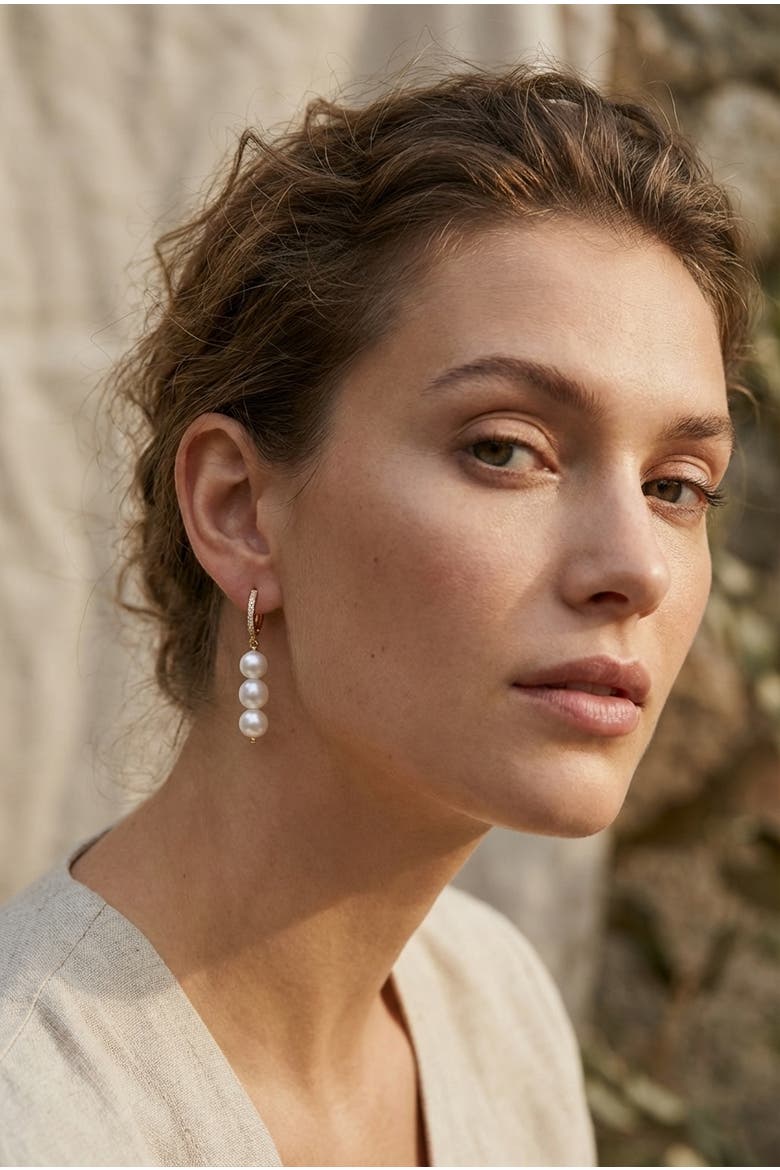 Baroque Pearl 18K Gold Plated Earrings, Alternate, color, 18K Gold Plated