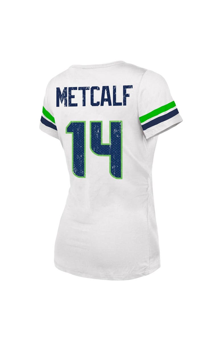 Majestic Threads Women's Fanatics Branded DK Metcalf White Seattle Seahawks Fashion Player Name & Number V-Neck T-Shirt, Alternate, color, 