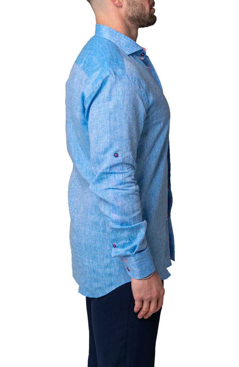 Maceoo Einstein Lenny Blue Stretch Button-Up Shirt, Alternate, color,