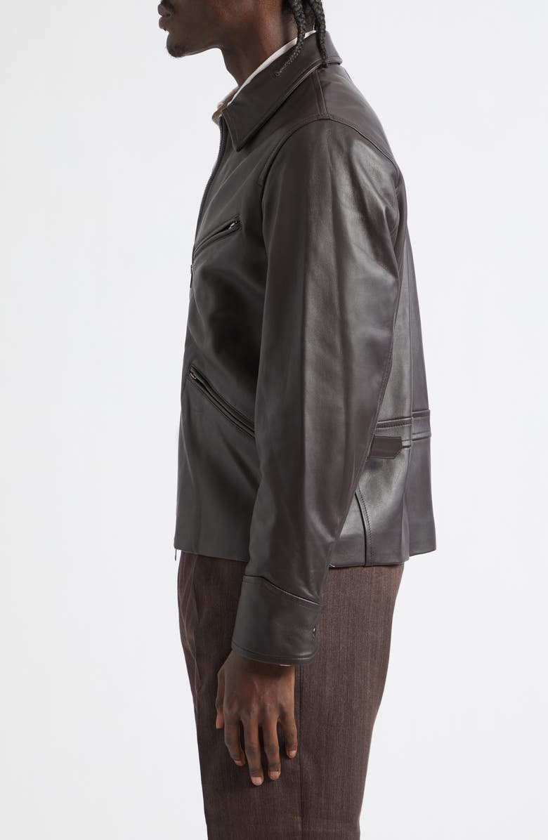 J. Mueser Leather Racer Jacket, Alternate, color, Brown