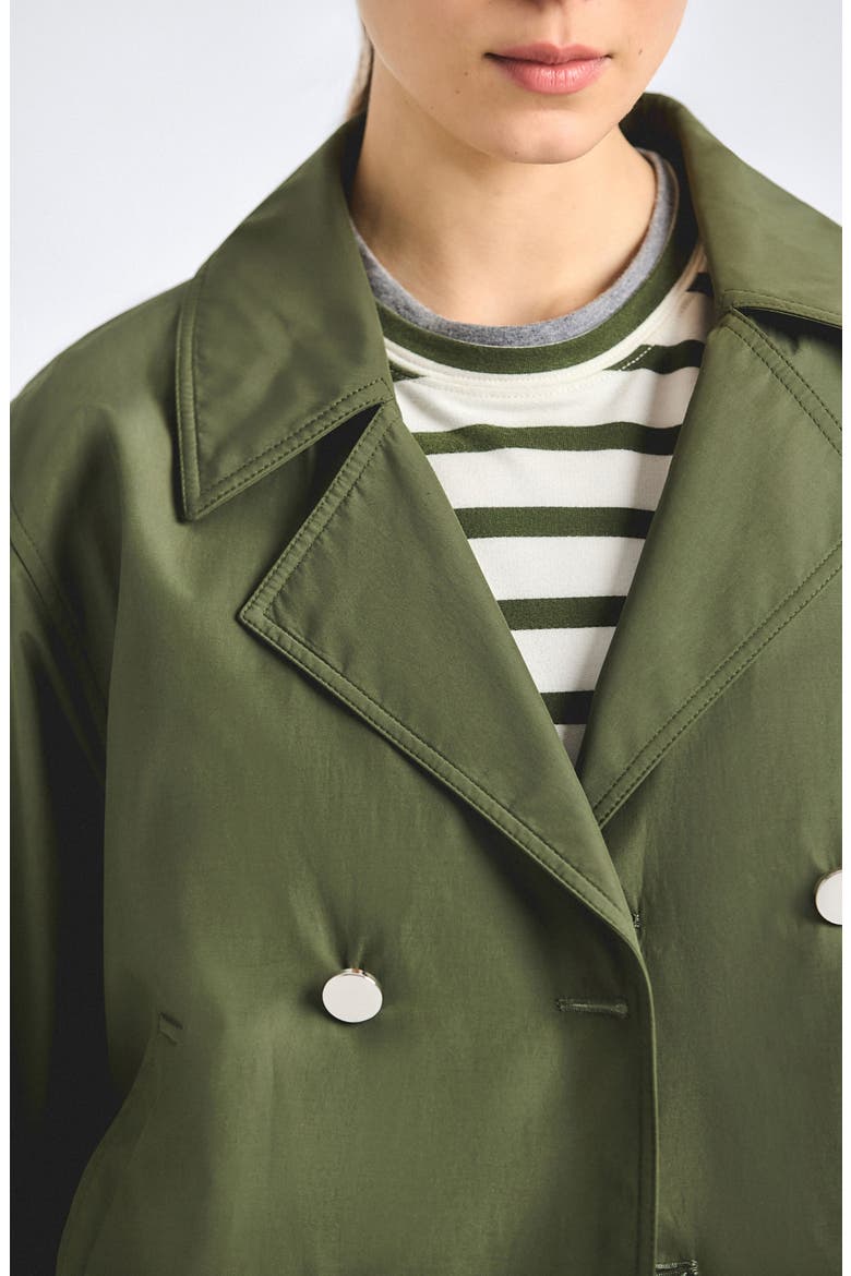 Renata Double Breasted Crop Trench Coat, Alternate, color, FATIGUE