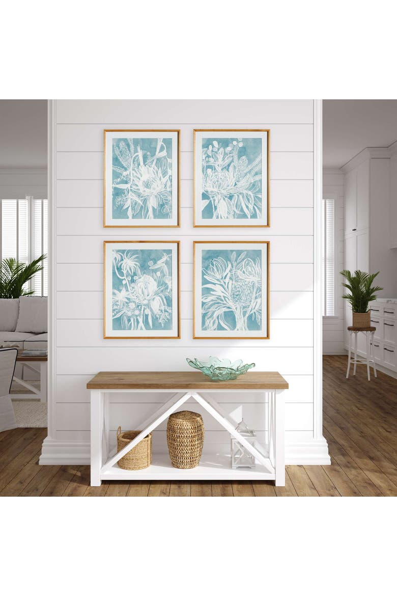 Protea Abstract Prints In Soft Blue Set Of 4, Alternate, color, Blue
