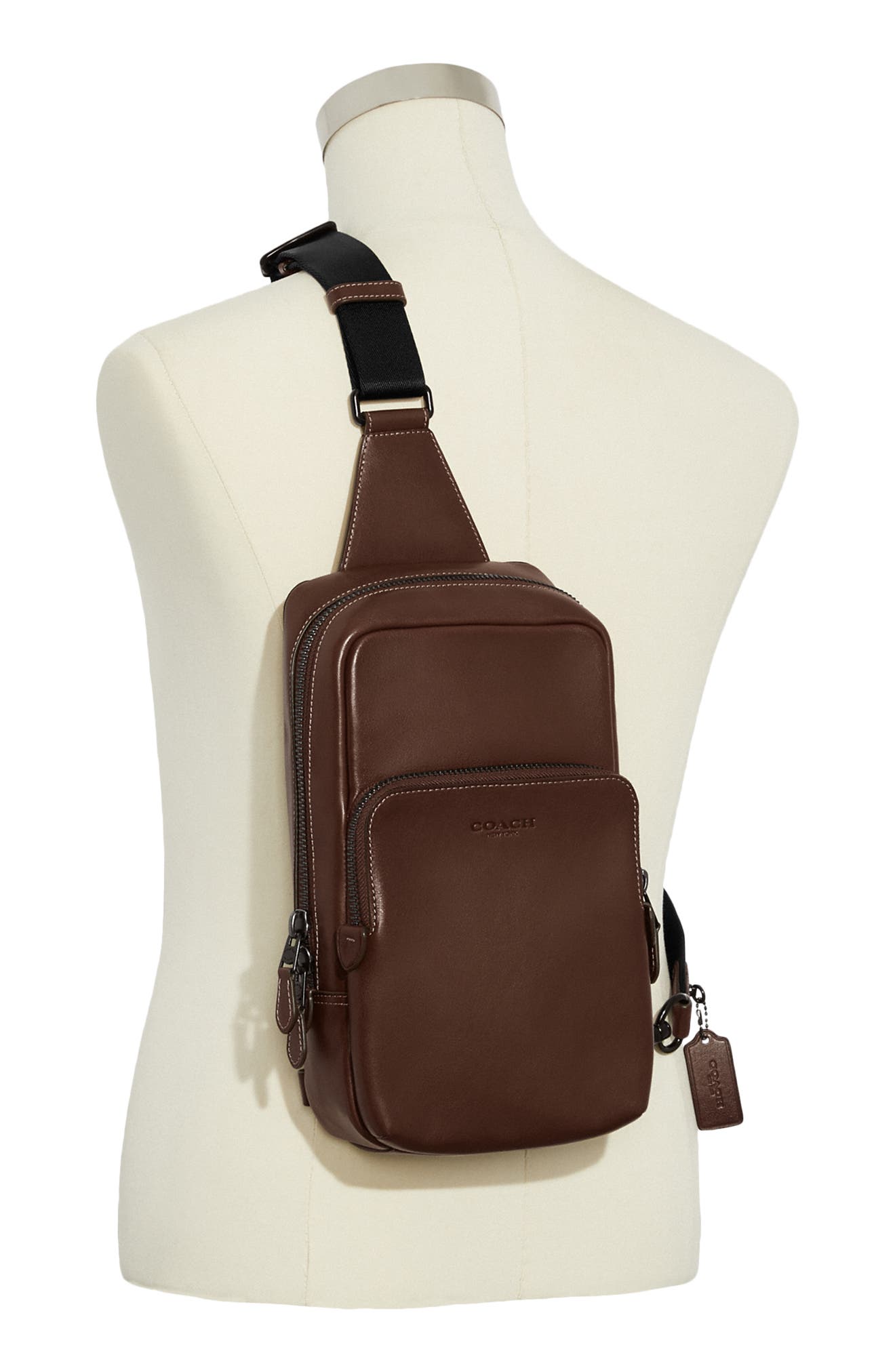 COACH Signature Gotham Leather Sling Pack, Alternate, color, 